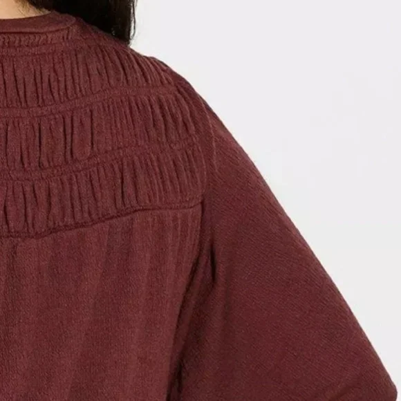 Torrid - Knit Crewneck Smocked Flutter Sleeve Top - Picture 2 of 3